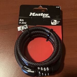 Master Lock 4 ft. 4-Dial Combination Steel Locking Cable #8143D Black